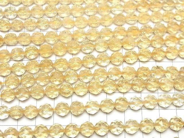 [Video]High Quality! Light color Citrine AA++ Star Faceted Round 8mm half or 1strand beads (aprx.15inch/37cm)