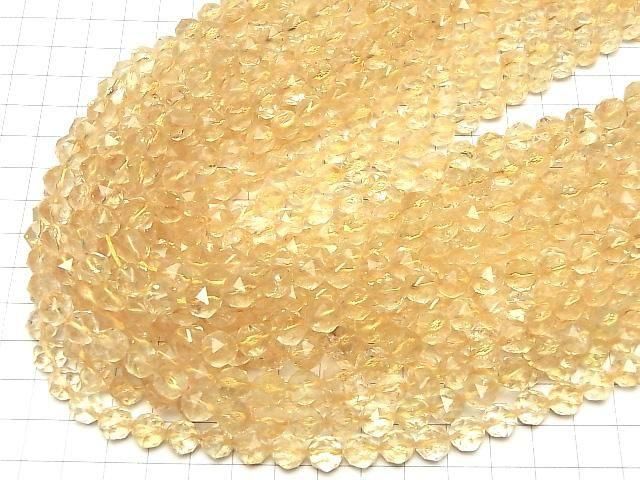 [Video]High Quality! Light color Citrine AA++ Star Faceted Round 8mm half or 1strand beads (aprx.15inch/37cm)