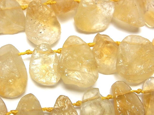 [Video] Citrine AAA- Rough Rock Flat Nugget Top Side Drilled Hole half or 1strand beads (aprx.15inch / 37cm)