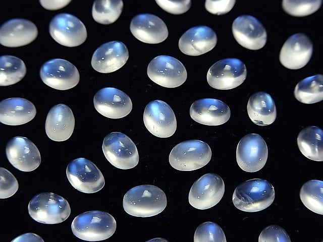 [Video] High Quality Royal Blue Moonstone AAA Oval Cabochon 7x5mm 4pcs