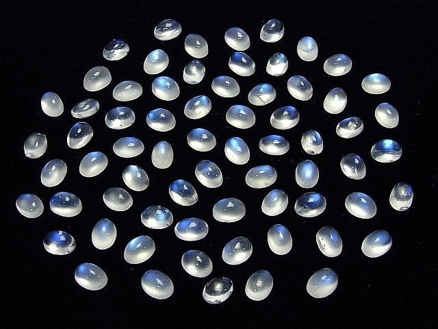 [Video] High Quality Royal Blue Moonstone AAA Oval Cabochon 7x5mm 4pcs