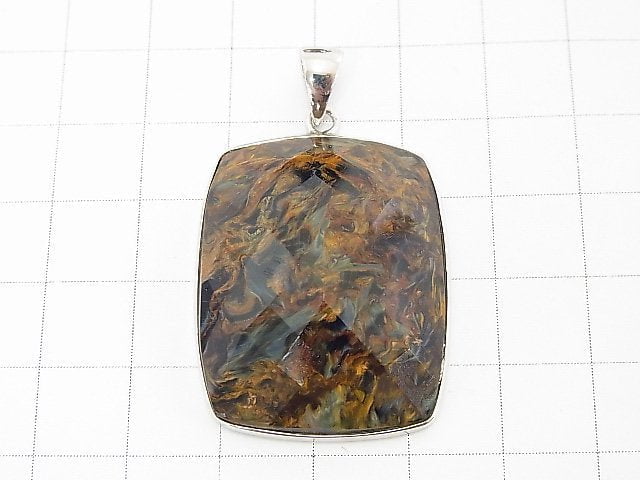 [Video] [One of a kind] High Quality Pietersite AAA Faceted Pendant Silver925 NO.45