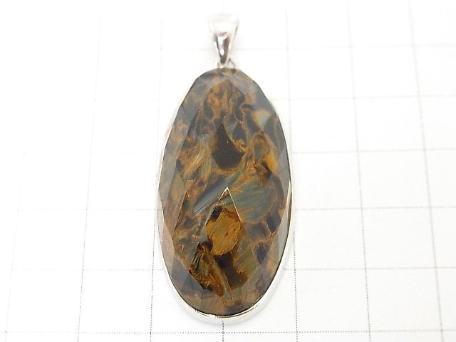 [Video] [One of a kind] High Quality Pietersite AAA Faceted Pendant Silver925 NO.43