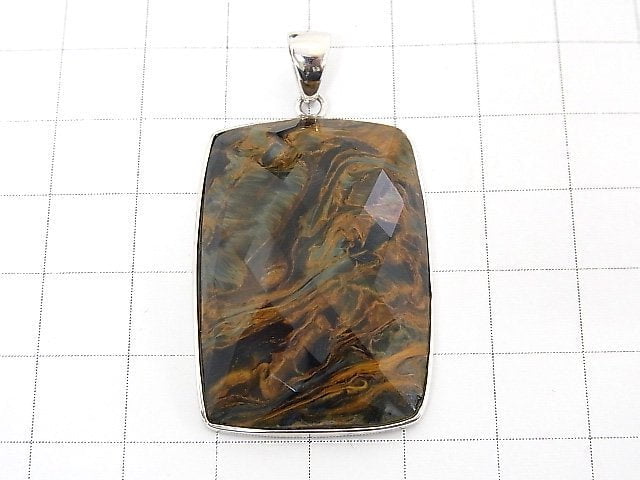 [Video] [One of a kind] High Quality Pietersite AAA Faceted Pendant Silver925 NO.41