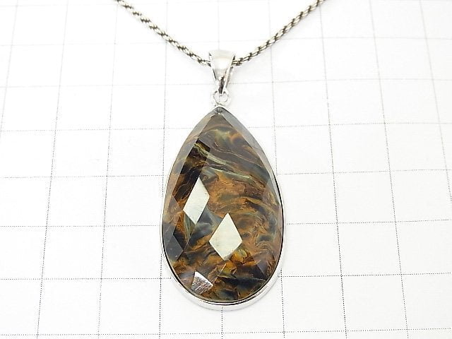 [Video] [One of a kind] High Quality Pietersite AAA Faceted Pendant Silver925 NO.37