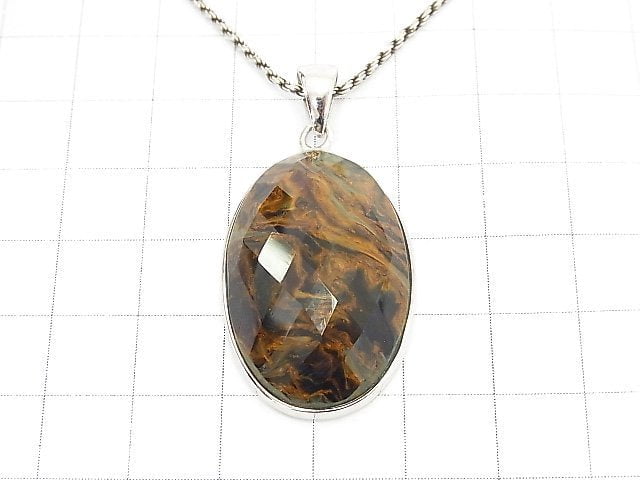 [Video] [One of a kind] High Quality Pietersite AAA Faceted Pendant Silver925 NO.35