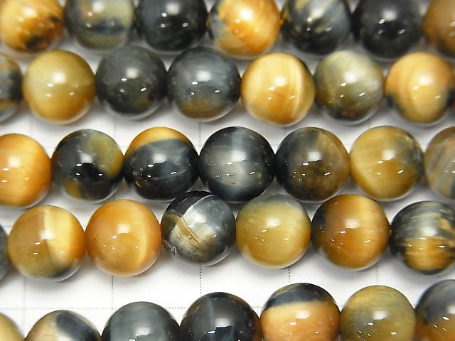 [Video]Silver Blue & Golden Tiger's Eye AA Round 8mm 1strand beads (aprx.15inch/36cm)