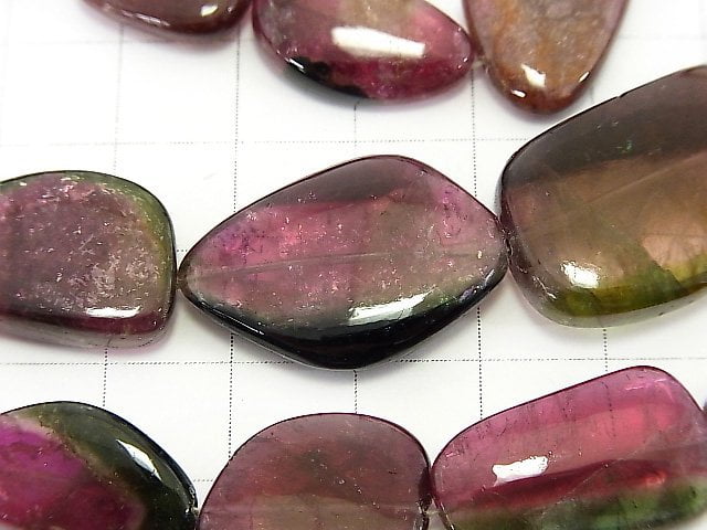 [Video] [One of a kind] Watermelon Tourmaline AA++ Flat Nugget Size Gradation Necklace NO.13