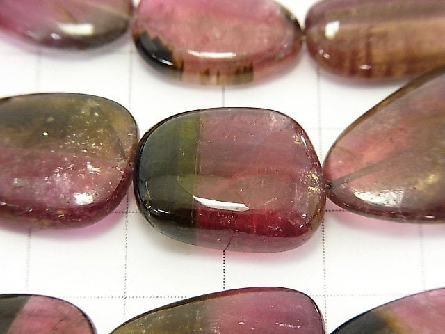 [Video] [One of a kind] Watermelon Tourmaline AA++ Flat Nugget Size Gradation Necklace NO.9