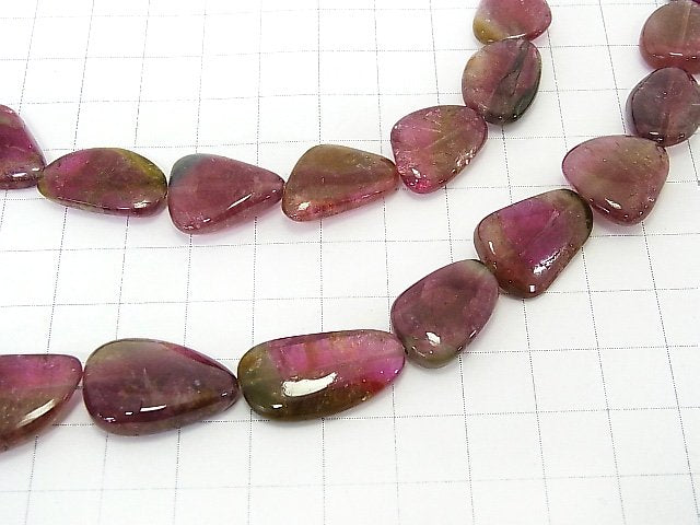 [Video] [One of a kind] Bi-color Tourmaline AA++ Flat Nugget Size Gradation Necklace NO.8