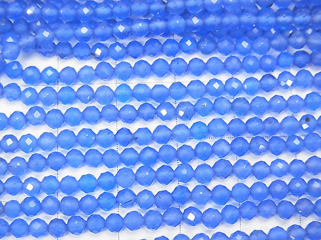 High Quality! Blue Agate AAA Faceted Round 3mm 1strand beads (aprx.15inch/37cm)
