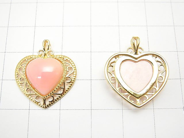 [Video] 1pc $17.99! Queen Conch Shell AAA- Heart Pendant 22x19.5mm 18KGP