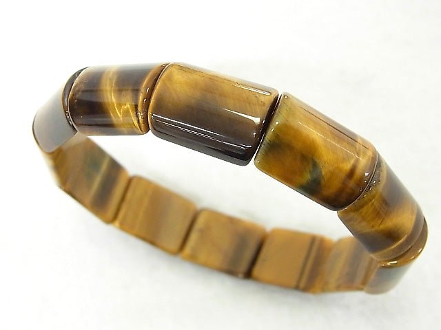 1strand $8.79! Yellow Tiger Eye AA ++ Two Hole Rectangle 17x13x6mm 1strand (Bracelet)