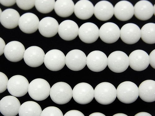 Round, White Jade Gemstone Beads