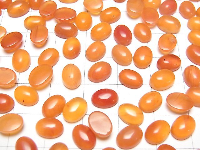 [Video]High Quality Carnelian AAA Oval Cabochon 8x6mm 4pcs