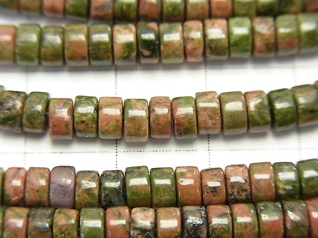 [Video] Unakite Rondelle (Heishi) 4x4x2mm 1strand beads (aprx.15inch / 38cm)