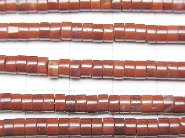 [Video] Red Jasper Rondelle (Heishi) 4x4x2mm 1strand beads (aprx.15inch / 38cm)