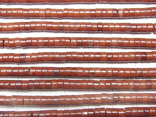 [Video] Red Jasper Rondelle (Heishi) 4x4x2mm 1strand beads (aprx.15inch / 38cm)