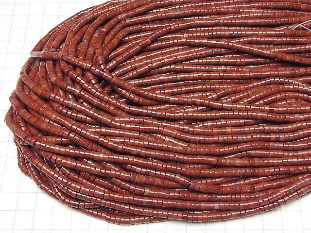 [Video] Red Jasper Rondelle (Heishi) 4x4x2mm 1strand beads (aprx.15inch / 38cm)