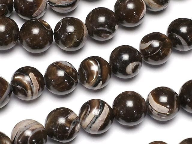 Nacre MOP Marron Ronde 8mm 1 fil perles (env.15inch/38cm)