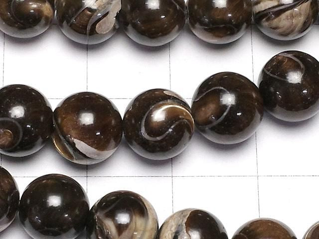 Nacre MOP Marron Ronde 8mm 1 fil perles (env.15inch/38cm)