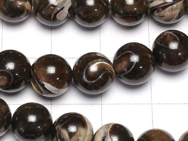 [Video]Mother of Pearl MOP Brown Round 8mm 1strand beads (aprx.15inch/38cm)