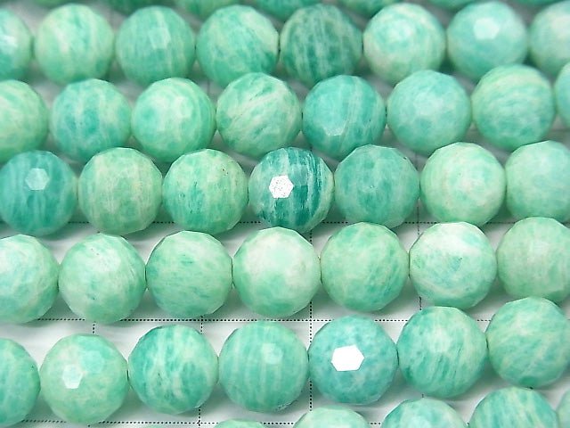 [Video] High Quality!  Amazonite AA 128Faceted Round 7.5mm 1strand beads (aprx.15inch/36cm)