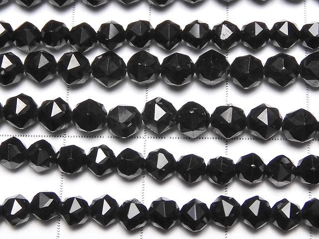 [Video] High Quality! Black Spinel AAA Star Faceted Round 4mm 1-Strand Beads (approx. 15 inches/37 cm)