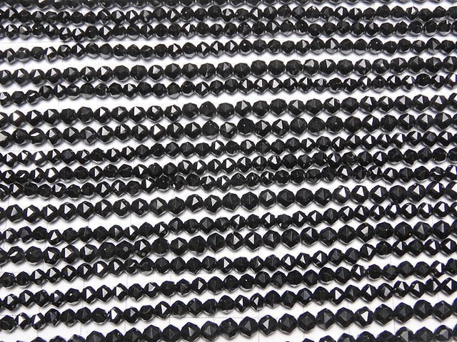 [Video] High Quality Black Spinel AA Star Faceted Round 4mm 1strand beads (aprx.15inch / 38cm)