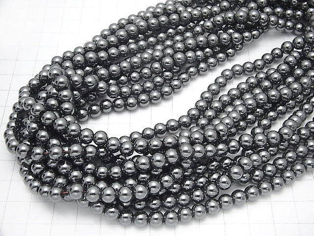1strand $2.79! Hematite Round 6mm [2mm hole] 1strand beads (aprx.15inch / 38cm)