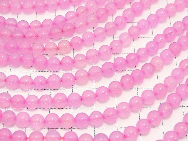 1strand $4.79! Pink color Chalcedony Round 6mm 1strand beads (aprx.15inch / 36cm)