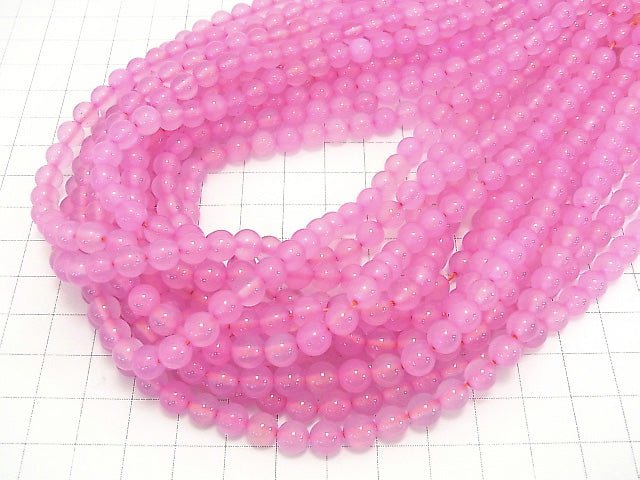 1strand $4.79! Pink color Chalcedony Round 6mm 1strand beads (aprx.15inch / 36cm)