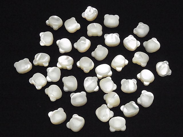 White Shell (Silver-lip Oyster) AAA Bear Motif 10x9mm [Drilled Hole] 1pc