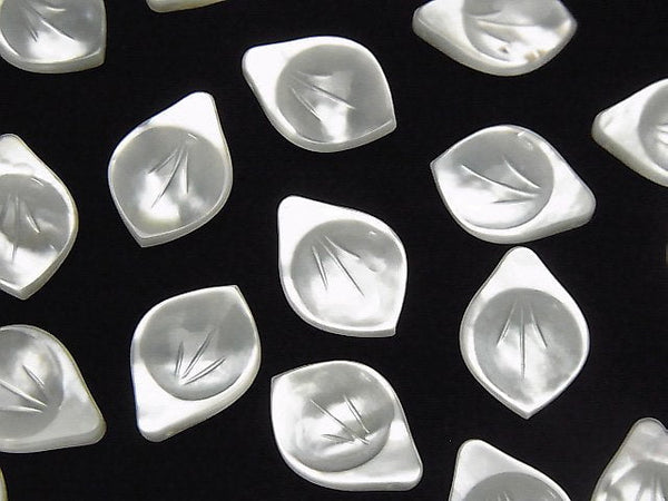 [Video] High Quality White Shell (Silver-lip Oyster) AAA Flower (Petal) 14x10mm 2pcs