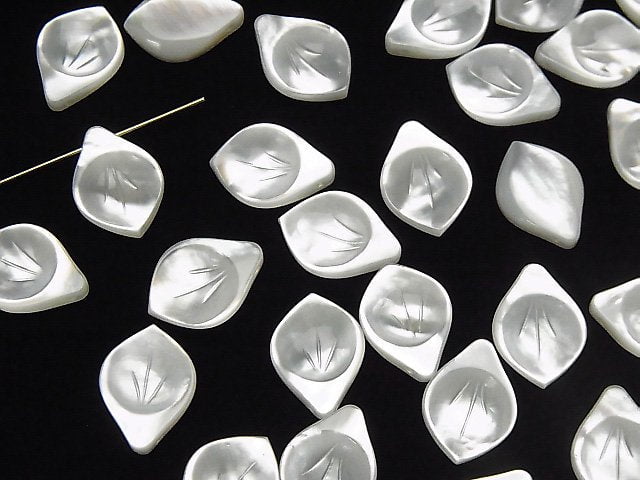 [Video] High Quality White Shell (Silver-lip Oyster) AAA Flower (Petal) 14x10mm 2pcs