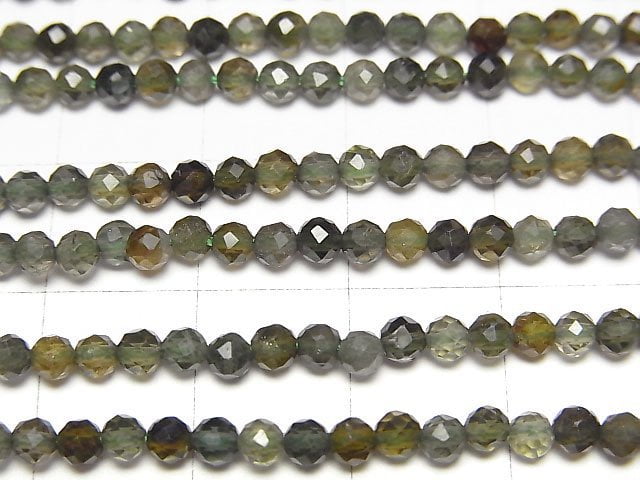 [Video]High Quality! Green Tourmaline AAA- Faceted Round 3mm 1strand beads (aprx.15inch/37cm)