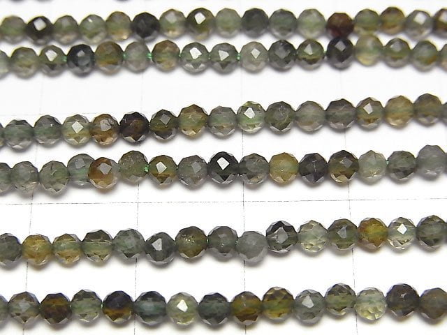 [Video]High Quality! Green Tourmaline AAA- Faceted Round 3mm 1strand beads (aprx.15inch/37cm)