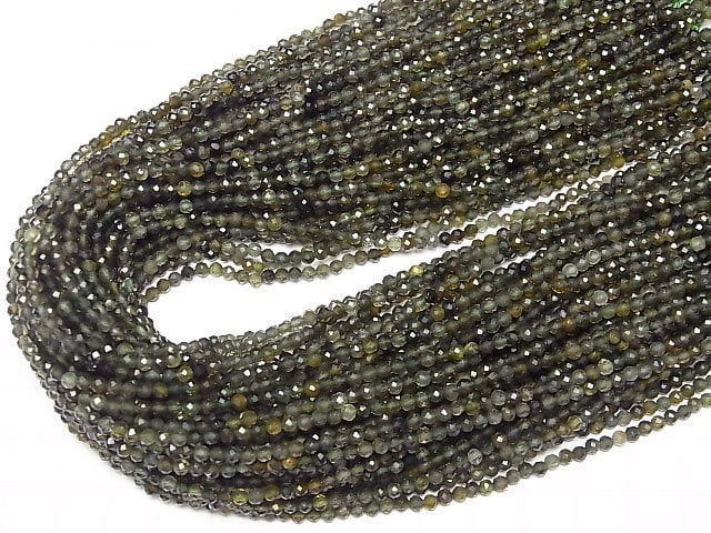 [Video]High Quality! Green Tourmaline AAA- Faceted Round 3mm 1strand beads (aprx.15inch/37cm)