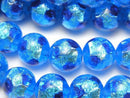 [Video] Lampwork Beads Round 12mm [Blue x Light Blue/Luminous type] 1/4 or 1strand beads (aprx.14inch/34cm)