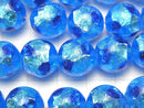 [Video] Lampwork Beads Round 12mm [Blue x Light Blue/Luminous type] 1/4 or 1strand beads (aprx.14inch/34cm)