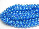 [Video] Lampwork Beads Round 12mm [Blue x Light Blue/Luminous type] 1/4 or 1strand beads (aprx.14inch/34cm)