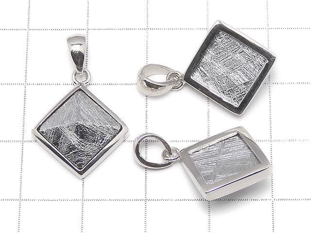 Meteorite (Muonionalusta) Pyramid Pendant 16x16mm 1pc Silver925