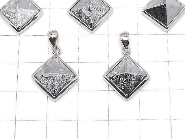 Meteorite (Muonionalusta) Pyramid Pendant 16x16mm 1pc Silver925