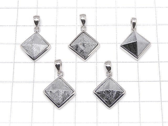 Meteorite (Muonionalusta) Pyramid Pendant 16x16mm 1pc Silver925