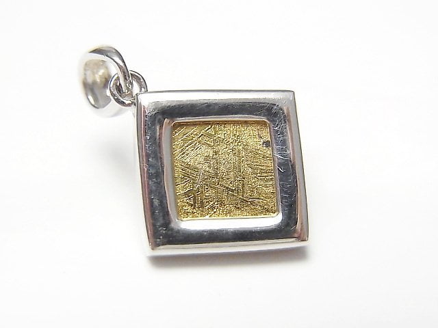 Meteorite (Muonionalusta) Pyramid Pendant 16x16mm Gold 1pc Silver925