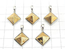 Meteorite (Muonionalusta) Pyramid Pendant 16x16mm Gold 1pc Silver925