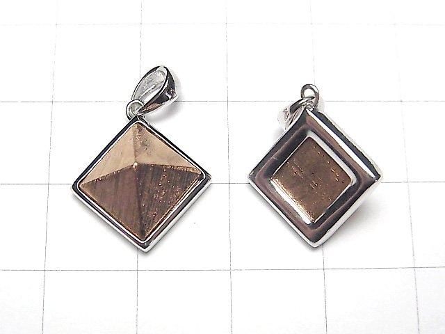Meteorite (Muonionalusta) Pyramid Pendant 16x16mm Pink Gold 1pc Silver925