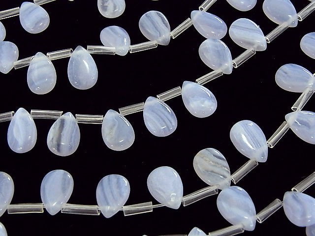 Blue Lace Agate AA++ Pear shape (Smooth) 12x8mm half or 1strand beads (aprx.15inch/36cm)