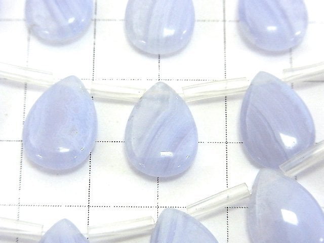 Blue Lace Agate AA++ Pear shape (Smooth) 14x10mm half or 1strand (25pcs )