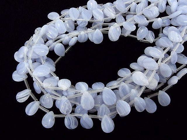 Blue Lace Agate AA++ Pear shape (Smooth) 14x10mm half or 1strand (25pcs )